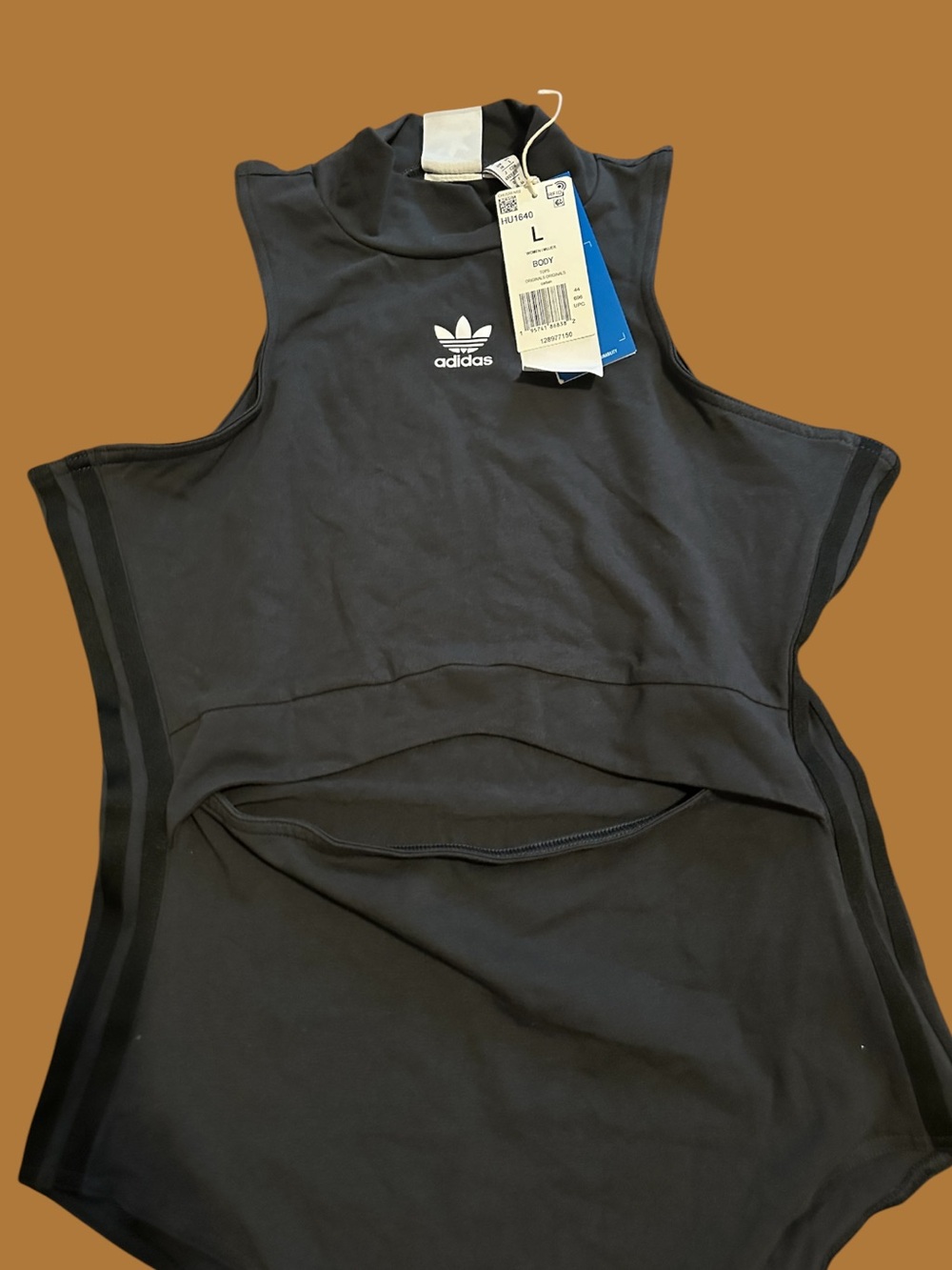 adidas Originals '80s Aerobic Cut-Out Bodysuit in Carbon color - Picture 6 of 8